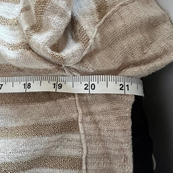 Tory Burch Linen Stripe Sweater Ivory Metallic Gold Lightweight Top, XL - Picture 5 of 5